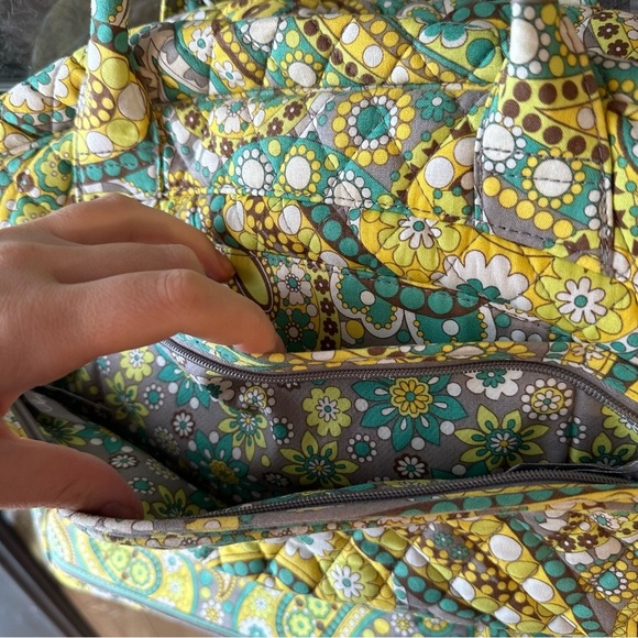 Vera Bradley Portfolio Messenger Bag Lemon Parfait Fabric Canvas Shoulder Strap - Picture 5 of 10